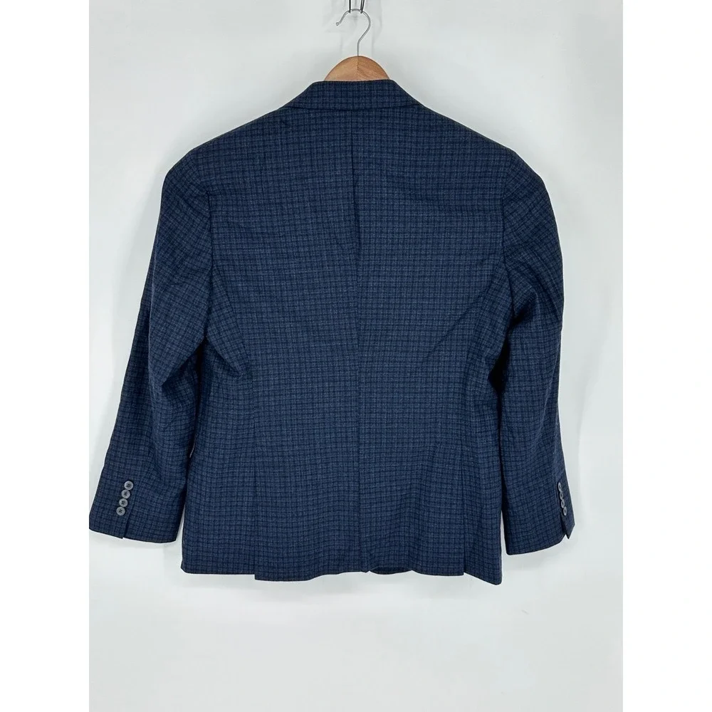 Joseph Abboud Blazer Mens 42R Blue Plaid Wool Sport Coat Lanificio di Pray Y7